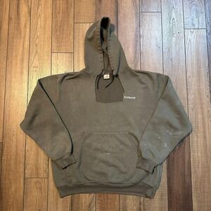 Vintage Carhartt Hoodie Sweatshirt Men's Medium Taupe Earth‎ Tone Faded